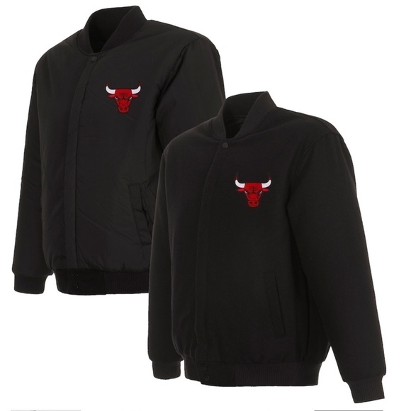 JH Designs Other - Chicago Bulls JH Design Reversible Embroidered Wool Full-Snap Jacket - Black
